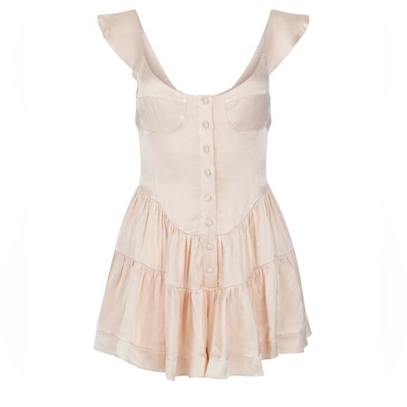 Anthropologie/ Vanessa Mooney Elizabeth Romper Dress in Cream Satin S BNWT - Picture 2 of 8